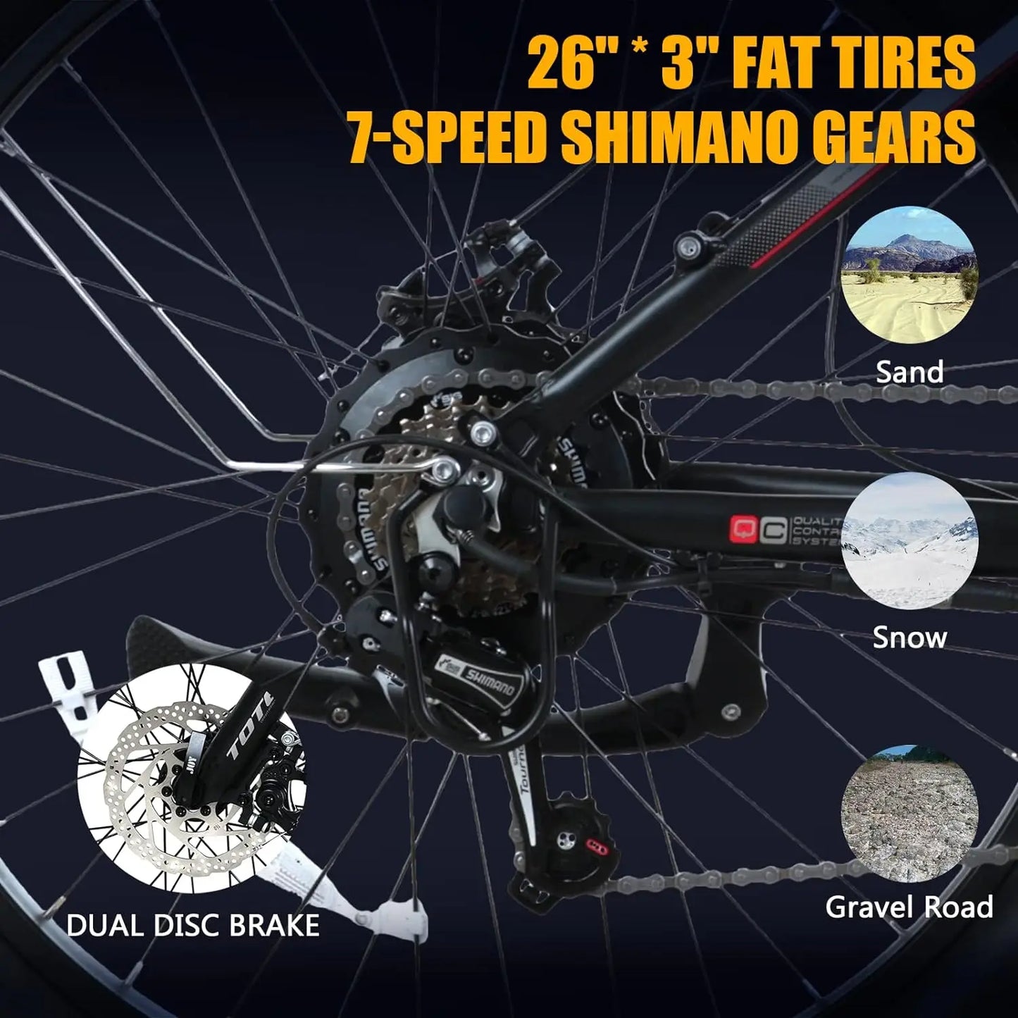 Electric Bike 750W Motor 48V 15Ah Removable Battery