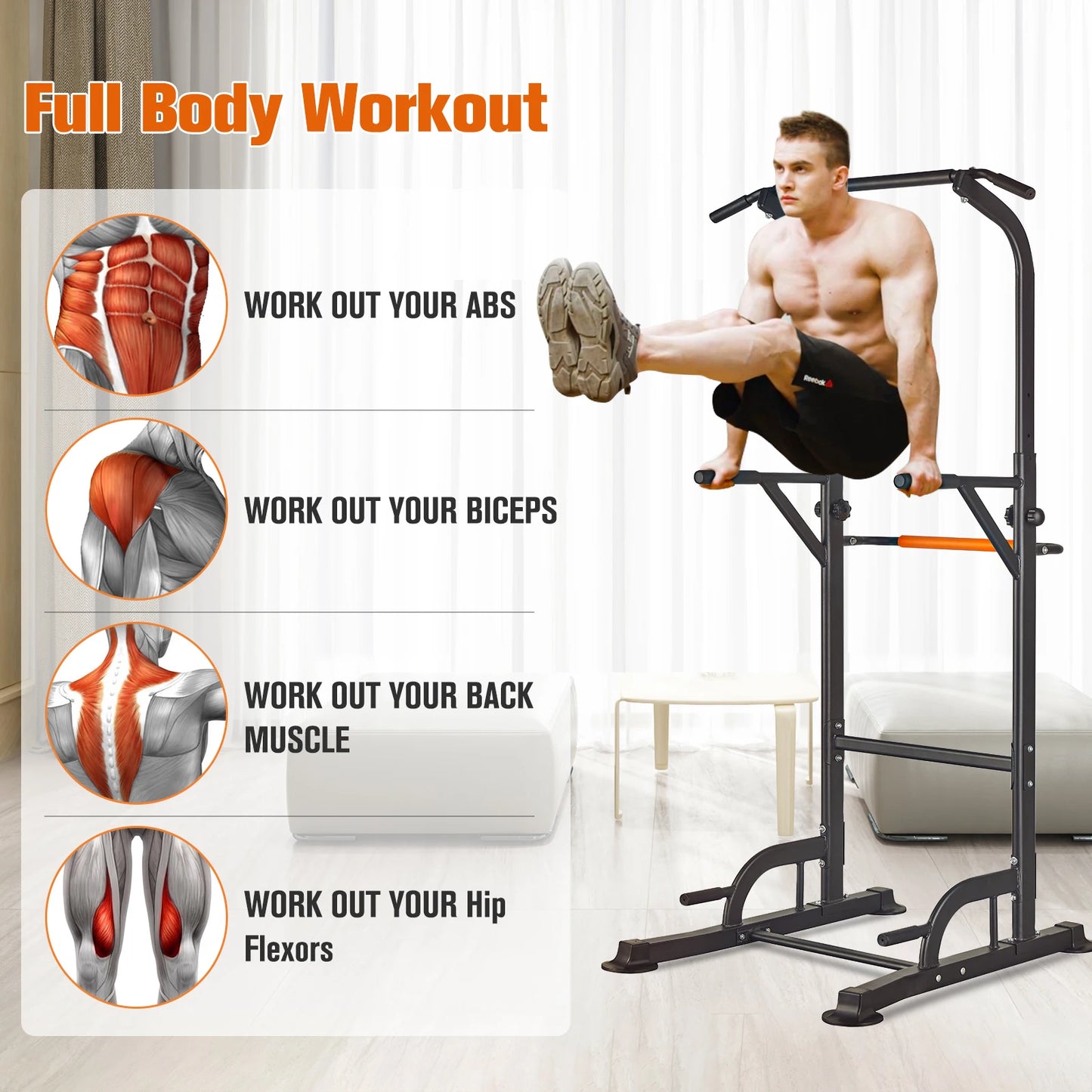 Adjustment Power Tower Pull Up Bar Dip Station