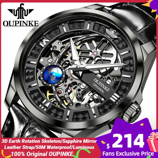 Men's Watches 3D Earth Rotation  50M Waterproof Automatic