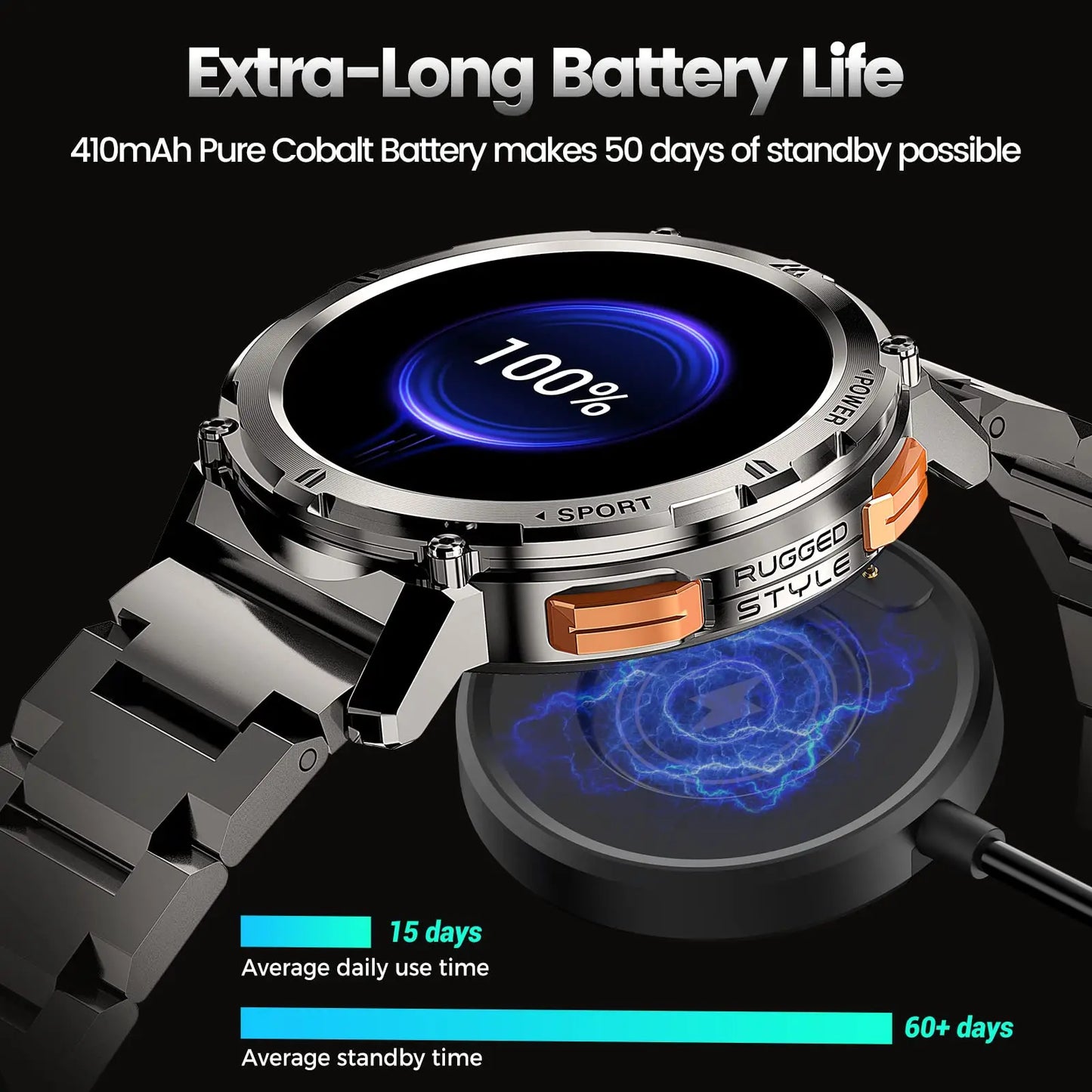 Men's AMOLED AOD Bluetooth Call Electronic  Smart Watch